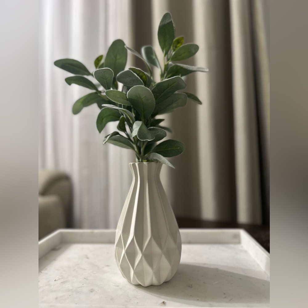 White Textured Vase & Frosted Sage